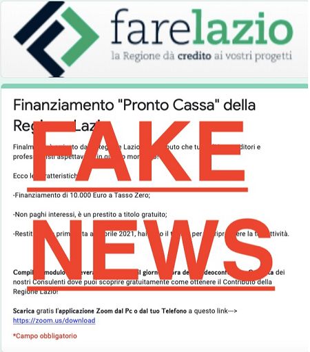 La Regione Lazio contro le fake news sul "Pronto Cassa".